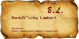 Benkóczky Lambert névjegykártya